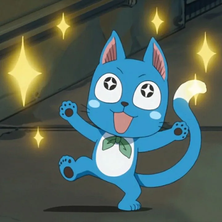 happy the blue cat from fairy tail dancing
