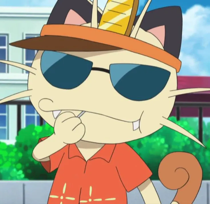 meowth the speaking pokemon from anime pokemon in a summer wear