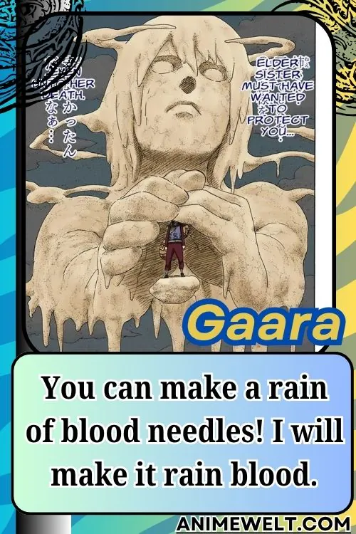 Gaara from Naruto quotes You can make a rain of blood needles I will make it rain blood